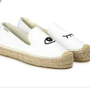 Soludos White X Jason Polan Wink Leather Platform